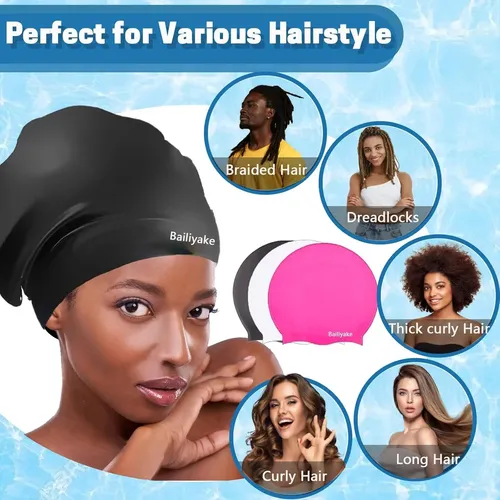 Paquete De 3 Gorras De Baño Silicona Bailiyake Extra Grande