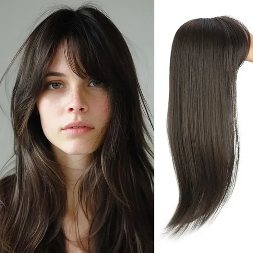 Topper De Cabello Con Flequillo Y Ombré, Cabello Natural