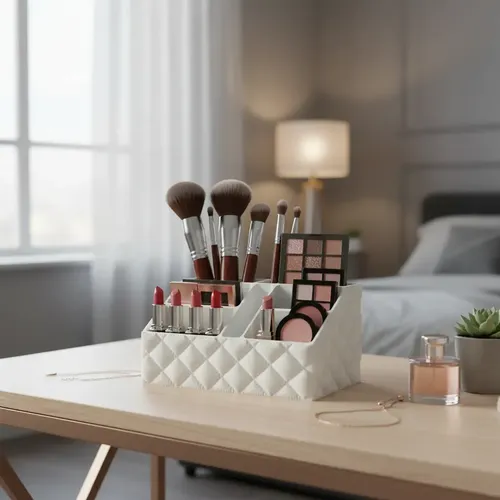 Organizador Inflable Maquillaje Cremas Escritorio Oficina Blanco