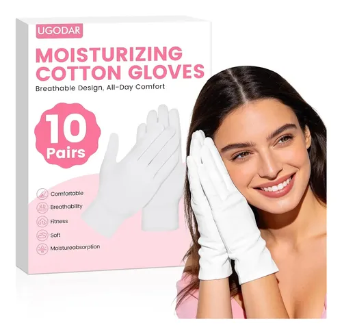 Guantes Algodón Blancos Hidratantes Para Piel Seca 20 Pcs