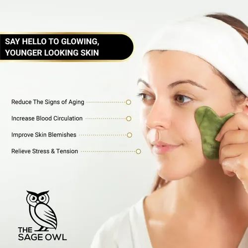 Gua Sha Jade Verde Masaje Facial Antiedad Cuello