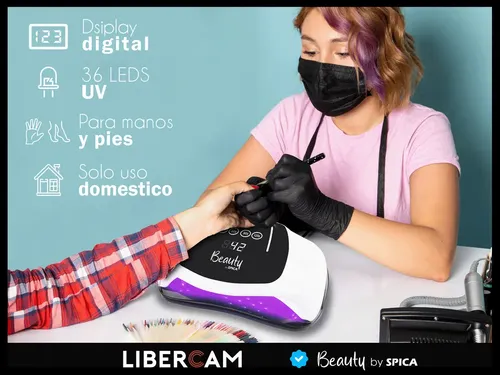 Cabina LED UV 96W BEAUTY BY SPICA S-260 Uñas Gel Manos Pies Base Imantada