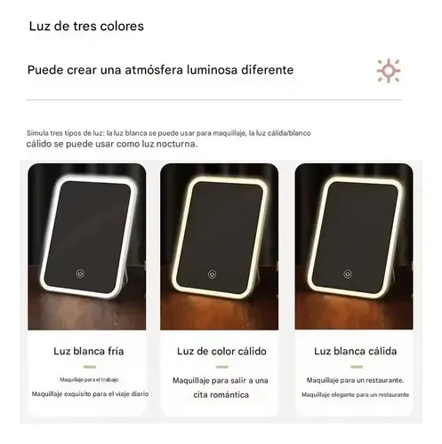 Espejo Maquillaje Led Tactil Usb Pilas C/soporte Veoquiero
