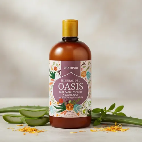 Shampoo Para Cabellos Secos Y Dañados Hierbas Del Oasis
