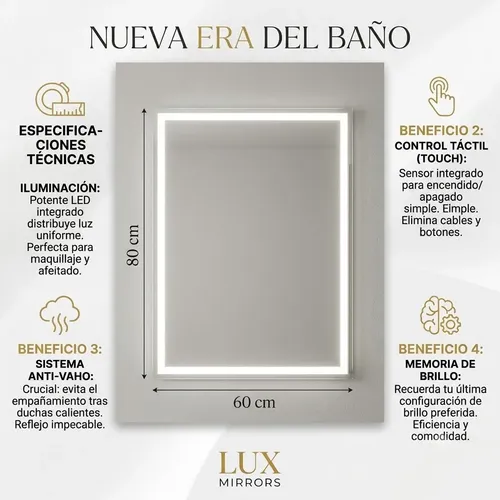Espejo Led Tactil Para Baño