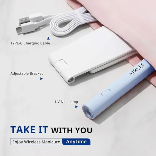 Lámpara Uv Portátil Recargable Azul Con Temporizador