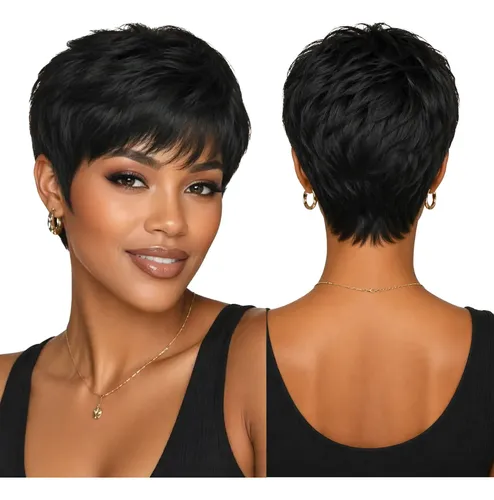 Peluca Corta De Cabello Natural Humana Linda