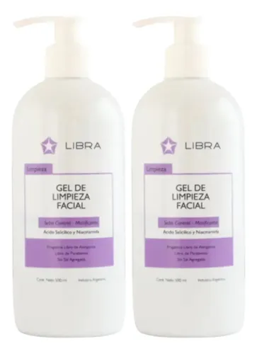 Pack 2 Gel Limpieza Facial Sebo Control 1000ml Ácido Salicílico Niacinamida