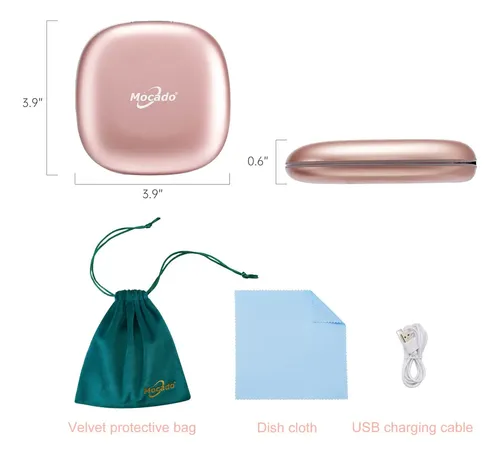 Espejo De Maquillaje Con Luz Led 10cm Recargable Oro Rosa