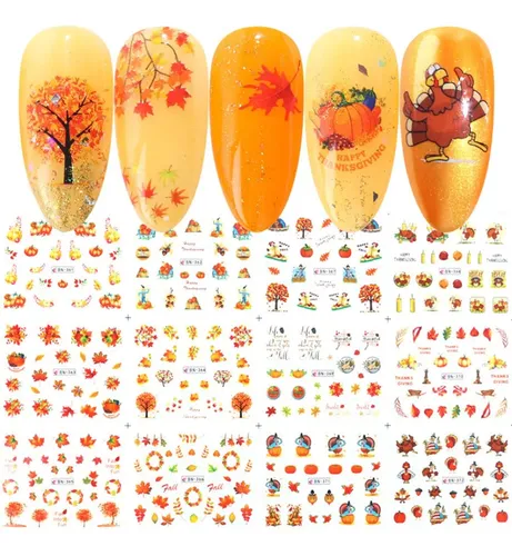 Adhesivos Para Uñas Bfy Thanksgiving Fall Water Transfer, 12