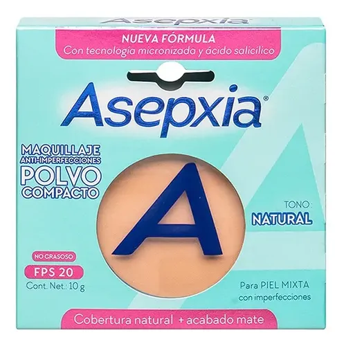 Asepxia Maquillaje Polvo Color Natural Mate Hidro Force 10gr
