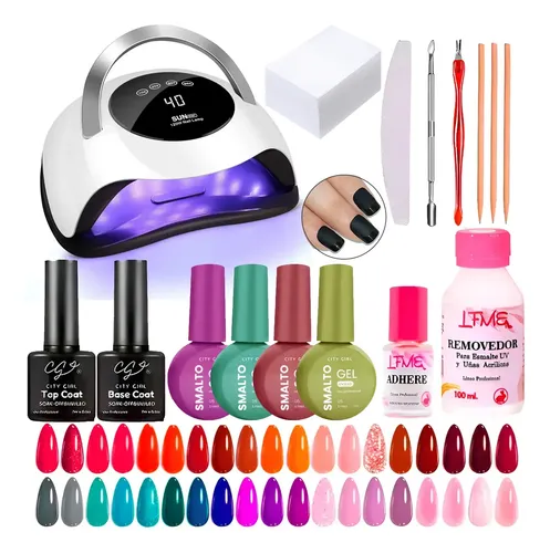 Kit Uñas Gelificadas Cabina 120 Watts Semipermanente 16 Unid