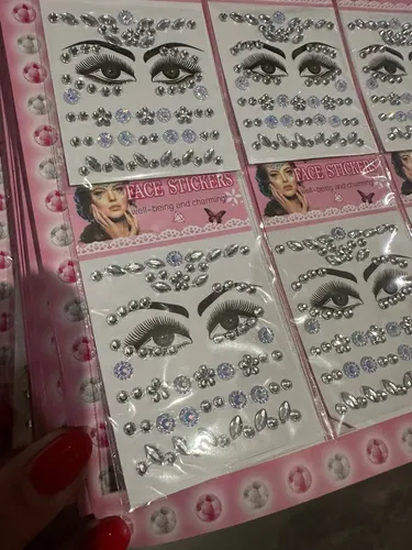 20 Strass Autoadhesivas Gemas Rostro Cuerpo Deco Plateado