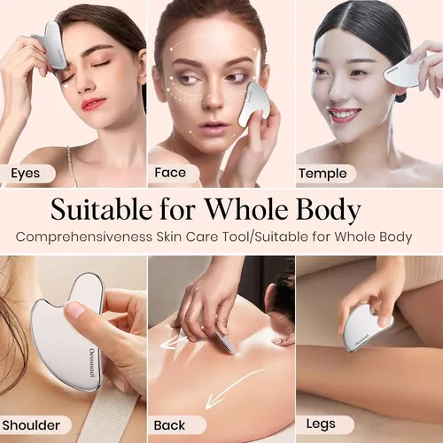 Guasha Facial Acero Inoxidable Masajeador Drenaje Linfático
