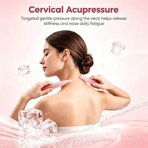 Masajador Leosense Varita Gua Sha De Cuarzo Rosa 11cm