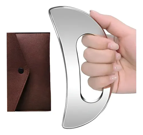 Herramienta De Masaje Gua Sha De Acero Inoxidable Con Asa,
