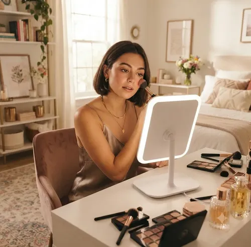 Espejo Maquillaje Led Luz Usb 360° Botón Táctil Ajustable