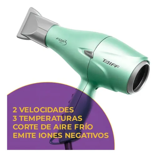Secador De Pelo Taiff Fox 3 Ion Profesional Dorado Color Verde claro