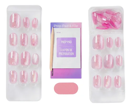Uñas Press On-kiss Impress Fx Color Rosa Brillos Starry Pink