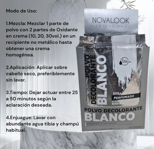 Polvo Decolorante 50gr Novalook Keratina Aclara 9 Tonos