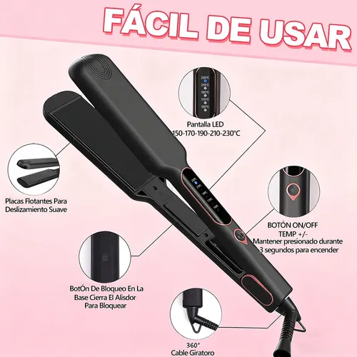 Plancha De Pelo De Titanio Ancha Con Calentamiento Rápido Vx