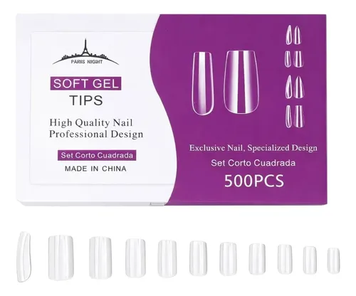Tips Cortos Caja X 500 Paris Night Soft Gel Y Press On