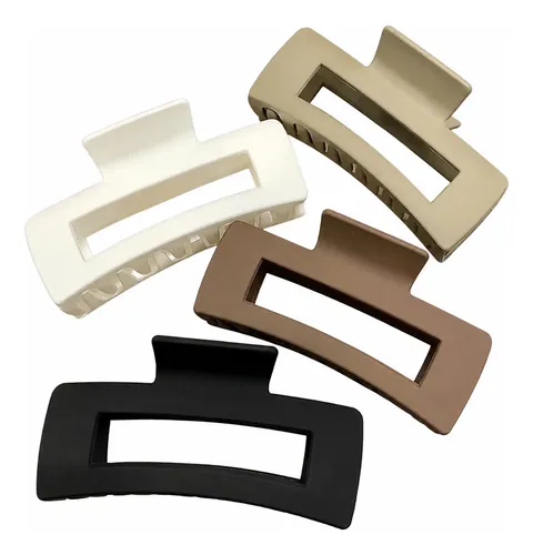 Set X4 Broches Grandes Para Pelo Cuadrados Frosted 5 Cm