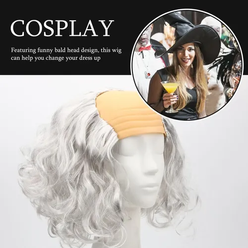 Peluca Calva Divertida For Hombre Mayor, Peluca De Cosplay,