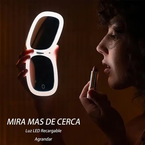Espejo Compacto De Maquillaje Viaje Regulable Luz, Espejo .