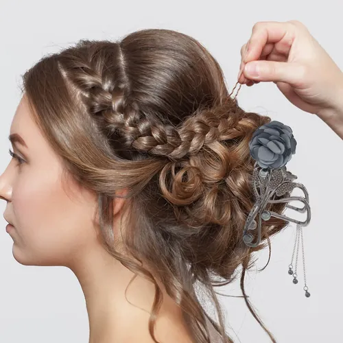 Pinzas De Pelo Metálicas Con Flor De Rosa, Mariposa Y Strass