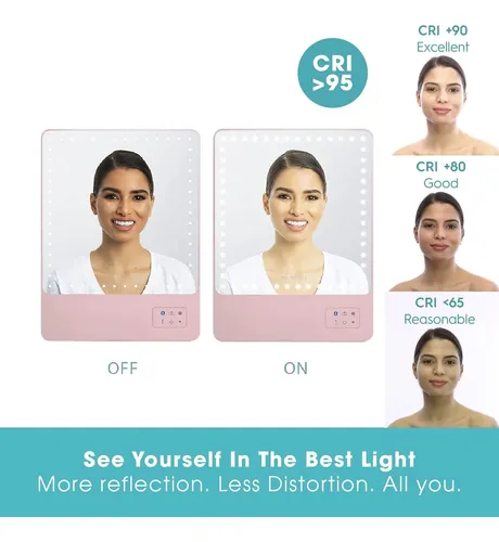 Glamcor Riki Skinny Espejo De Maquillaje Con Luz Y Aumento