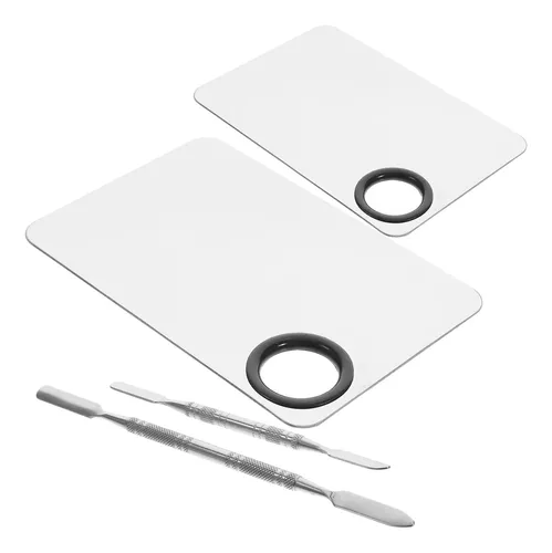 Juego De 2 Paletas Para Mezclar Maquillaje De Acero Inoxidab