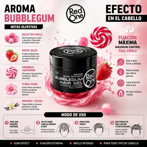 Red One Gel Maximo Control Barberia Gum Cabello X 400ml