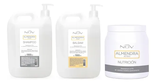 Kit Nov Almendras Acido Shampoo Y Enjuague 1900ml + Baño 1kg
