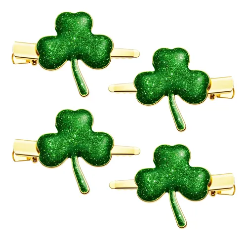 Pinzas Pelo 4 Pcs Trébol Brillante Verde Día San Patricio Ac