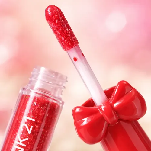 Lip Gloss Labial Liquido Brillante Con Glitter Moño Pink 21