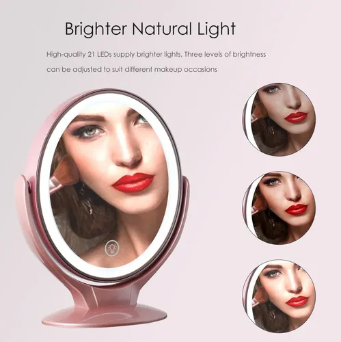 Espejo De Maquillaje Con Luz De Doble Cara Con Aumento 1x