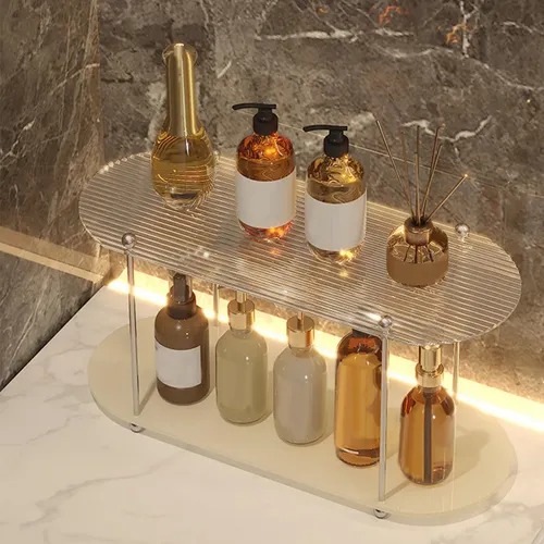Organizador De Maquillaje Para Baño De 2 Niveles, Color Beig