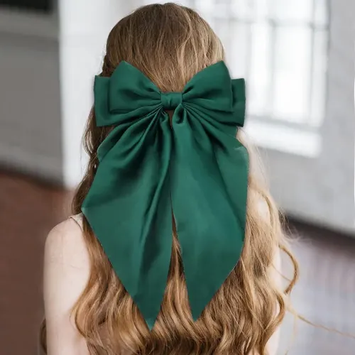 . Gs Paquete De 6 Lazos Satelitales Grandes For El Cabello Verde Oscuro Sólido