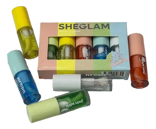 Set 5 Brillos Labiales Gloss Pincel Fat Jelly Wow By Sheglam