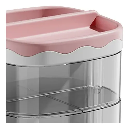 Organizador De Maquillaje Cremas Escritorio Rosa, Porta Lápices Y Papelería, Con 2 Cajones Multifuncional, Ideal Para Decoración Aesthetic, Almacenamiento Tierno Y Viral Levys Bazar