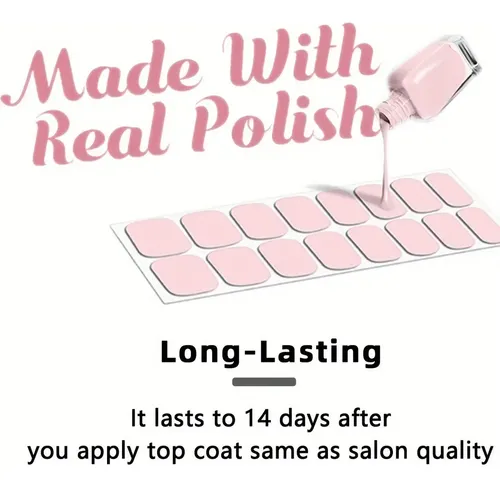 8 Pegatinas De Uñas Completas Con Tiras De Pulido, .