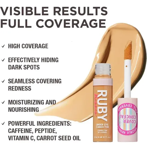Corrector De Ojeras Ruby Kisses 145 Golden Beige, Cobertura