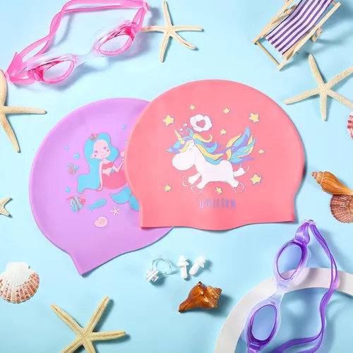 Paquete De 8 Gorros De Natacion Para Ninos Para Cabello L… No Aplica