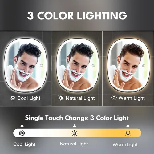 Ducha Resistente Al Agua Con Luz Led Sin Niebla Cosmirror