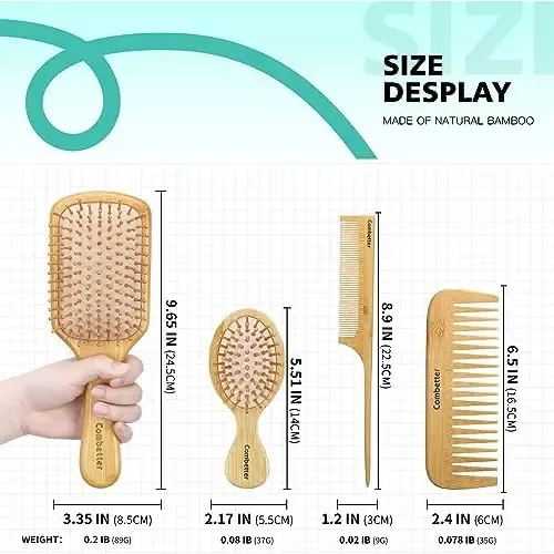 Combetter Juego De Cepillos Y Peines Para El Cabello 100% Ba