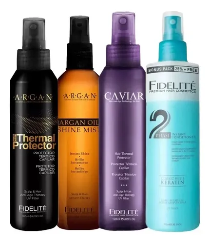 Kit Brillo +desenredante +protectores Termicos Fidelite