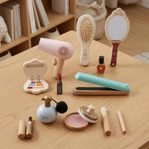 Set Maquillaje Madera Acabado Suave Kit Belleza Madera
