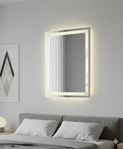 Espejo 60×80 Con Triple Luz Led Y Borde Arenado Decorativo
