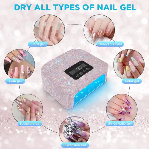 Aedavey Lámpara Uñas Uv Led Recargable 4 Modos Gel